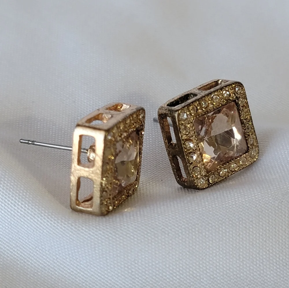 Square Stud Simulated Gemstone Earrings